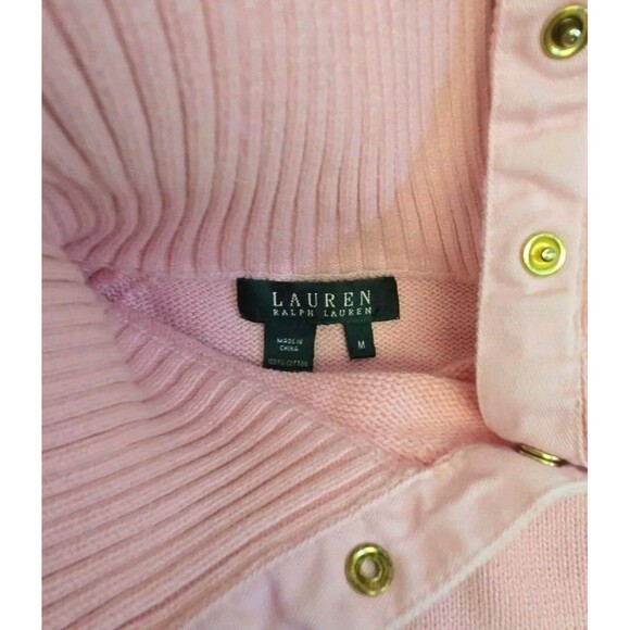Lauren By Ralph Lauren Turtleneck Sweater Pink Gold Snap Buttons (Women's S/M) - Picture 6 of 9